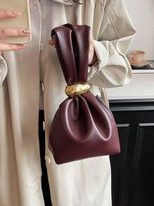 Bolso tipo tote de estilo elegante de oficinista, con forma de farol, bolso de mano pequeño de diseño de moda para mujer, bolso de trabajo ligero y de lujo con estilo de