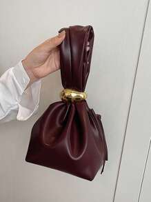 Bolso tipo tote de estilo elegante de oficinista, con forma de farol, bolso de mano pequeño de diseño de moda para mujer, bolso de trabajo ligero y de lujo con estilo de