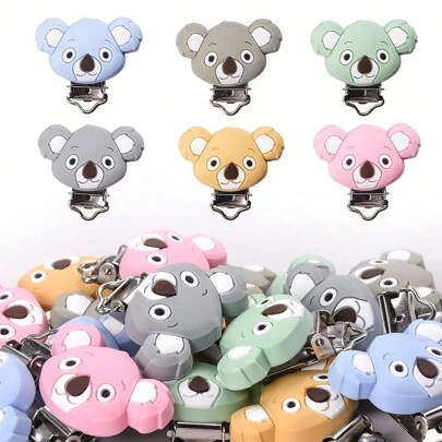 4/6/12pcs Premium Silicone Animal-Shaped Koala Clips - Non-Slip, Heavy Duty, DIY Friendly Fasteners For Beading, Chain, Blanket And Bib Making - Soft, Flexible And Reusable Accessories(Random Color Combination)