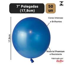 Metallic Balloon Balloon 7 Inches Various Colors Premium Resistant Balloon 50 Units - 深藍色 - 查看 2