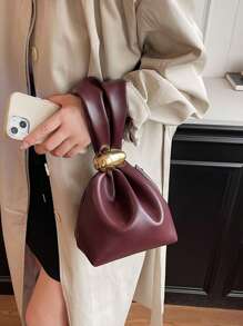 Bolso tipo tote de estilo elegante de oficinista, con forma de farol, bolso de mano pequeño de diseño de moda para mujer, bolso de trabajo ligero y de lujo con estilo de