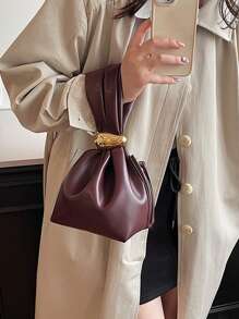 Bolso tipo tote de estilo elegante de oficinista, con forma de farol, bolso de mano pequeño de diseño de moda para mujer, bolso de trabajo ligero y de lujo con estilo de