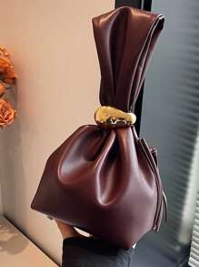 Bolso tipo tote de estilo elegante de oficinista, con forma de farol, bolso de mano pequeño de diseño de moda para mujer, bolso de trabajo ligero y de lujo con estilo de