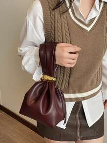 Bolso tipo tote de estilo elegante de oficinista, con forma de farol, bolso de mano pequeño de diseño de moda para mujer, bolso de trabajo ligero y de lujo con estilo de