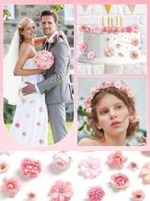 80 Stück rosa Mini künstliche Blumenköpfe, Seide künstliche Pflaumenblüten-Köpfe, Fake Pfingstrosen Rose Gänseblümchen Blumenköpfe zum Basteln von Kränzen, Kuchen, Hochzeiten, Partys, Abschluss, Hüten, Schuhen, Vasen-Deko, Geschenke, Herbstdekoration