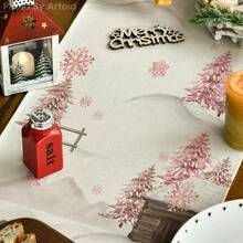 Cărucior de masă pentru Crăciun Fericit, fundă roșie cu buline stele Bucătărie decor pentru masă, sărbători de iarnă, fermă, decorațiuni pentru casă, pentru interior, în aer liber, pentru petrecere, pentru vacanță, cadou de Anul Nou. - Multicolor - Vizualizare 3