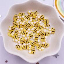 30/50/100 chiếc hình ong nhỏ bằng nhựa 10mm được vẽ tay, đá giả kim cương hoạt hình mặt phẳng nghệ thuật, đồ trang trí DIY cho sổ lưu niệm, đồ thủ công mỹ nghệ. - Nhiều màu - Xem 10
