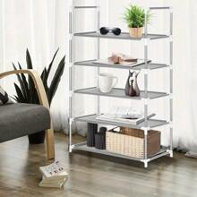 3/4/5 Tier Shoe Rack Metal Frame Small Shoe Storage Organiser Non-Woven Fabric Layer Space-Saving And Versatile Stackable Shoe Shelf For Closet Entryway Hallway