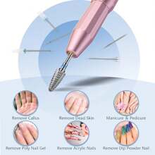 GGJOYO 13件套美甲钻头套装，包括3个钨钢钻头、3个陶瓷钻头、6个金刚石钻头和1个清洁刷，3/32英寸美甲钻头 - 彩色 - 查看 4