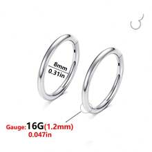 ADYJELY 2PCS Nose Ring Hoop 316L Surgical Steel Hypoallergenic Hinged Ring Cartilage Earring 16G 18G 20G Lip Ring,Clicker Ring Cartilage Hoop Rook Earring Tragus Septum Piercing Conch Daith Helix Earring Cartilage Hoop Earlobe Earring ,Belly Ring Nipple Ring Diameter 6mm 8mm 10mm 12mm Women's And Men's Body Pierecing Jewelry