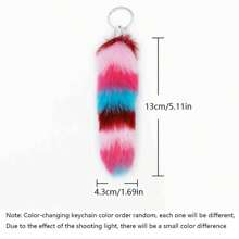 1 buc pandantiv nou cu coadă cu dungi din blană de iepure din imitație, cu pandantiv de pluș cu bilă de blană colorată, breloc drăguț, decor pentru geantă, accesorii auto, pandantiv pentru geantă, rucsac pentru școală, gotic Y2k