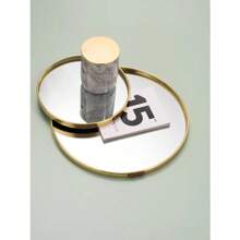 Mirrored Tray Bathroom Lavatory Multipurpose Decorative Tray - 金圓22.5x22.5 - 查看 5