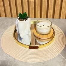 Mirrored Tray Bathroom Lavatory Multipurpose Decorative Tray - 金圓22.5x22.5 - 查看 1