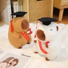 1pc Cute Cartoon Capybara Plush Doll With Graduation Cap, Back To School Gift - Multicolor - View 1