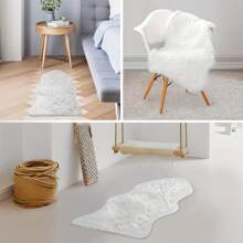 Faux Fur Rug Fluffy Imitation Sheepskin Carpet 40 X 60CM - Soft Furry Area Rugs For Living Room Bedroom Sofa Nursery Seat Pad White - White - View 6