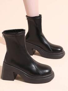 2024 neue dicke Plateausohle Rund Zeh wasserdichte Mode Knöchel Stiefel für Frauen, Plateauabsatz, elastisch Schlank Passform, Martens Boots, Frühling Herbst