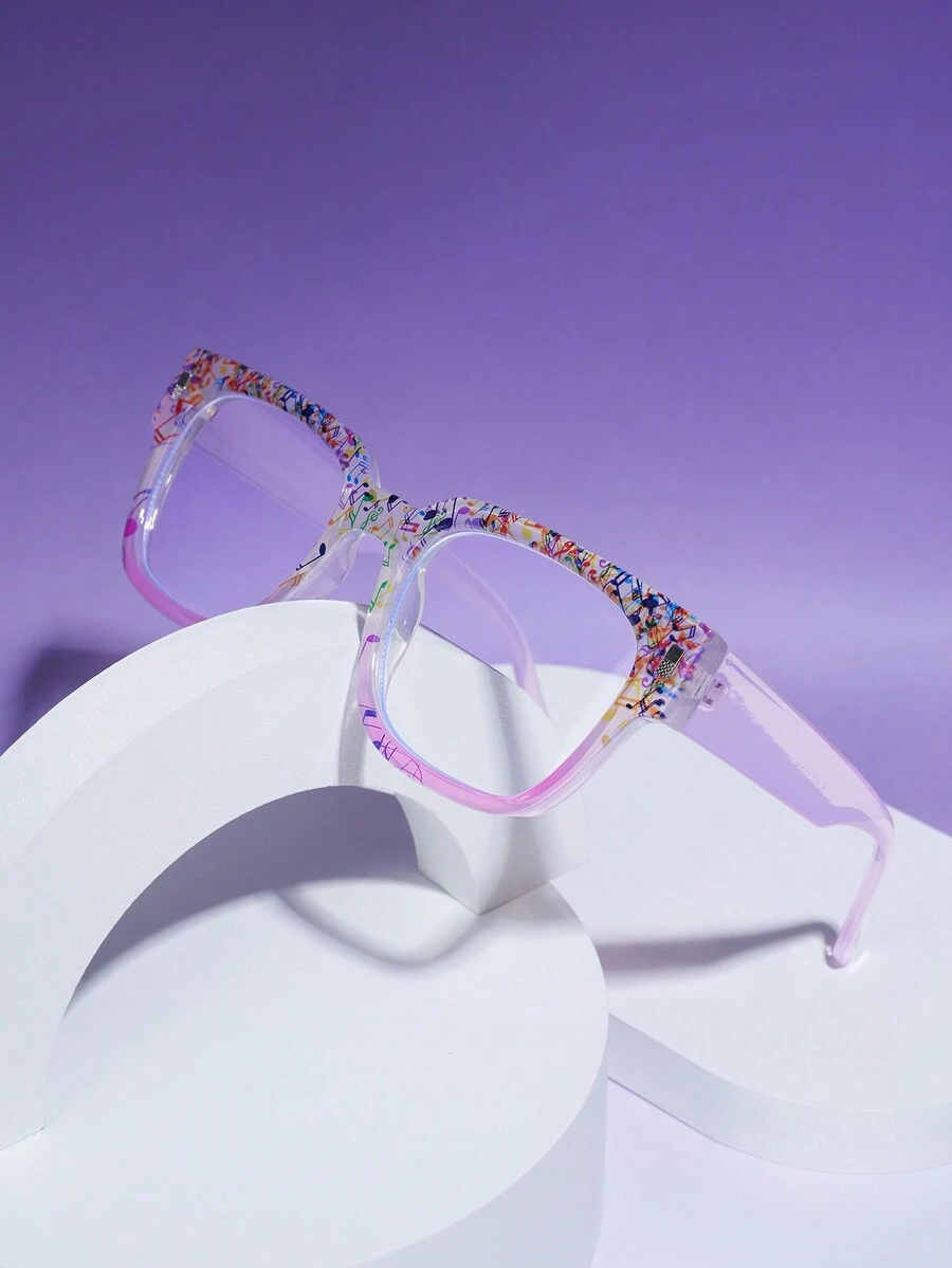 1 对创意纹理音符装饰超大粉色眼镜，适合派对、节日和音乐活动 - 無色 - 查看 1