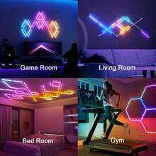 Smart WiFi LED Wall Lights, 16M+ Color Dimmable Gaming Light Works With Alexa And Assistant, Music Sync, DIY And Timer Feature, RGB Light Bars For Gaming Room, Bedroom (9 Pcs,White) - White - View 10
