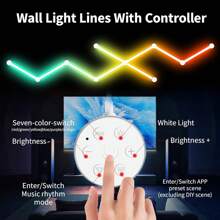 Smart WiFi LED Wall Lights, 16M+ Color Dimmable Gaming Light Works With Alexa And Assistant, Music Sync, DIY And Timer Feature, RGB Light Bars For Gaming Room, Bedroom (9 Pcs,White) - White - View 8