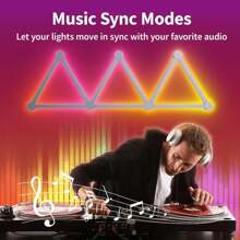 Smart WiFi LED Wall Lights, 16M+ Color Dimmable Gaming Light Works With Alexa And Assistant, Music Sync, DIY And Timer Feature, RGB Light Bars For Gaming Room, Bedroom (9 Pcs,White) - White - View 7