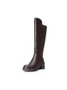 Women's Knee High Boots, Comfortable Platform Round Toe Stretch Boots For Women - màu nâu - Xem 4