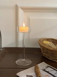 1个北欧风玻璃烛台，简约透明烛台，适用于浪漫烛光晚餐、婚礼、酒店、餐厅、派对装饰、房间装饰、礼品、圣诞装饰、圣诞礼物 - 彩色 - 查看 10