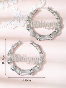 1雙骨聯合形狀獨特耳夾 - 金黃色 - 查看 6