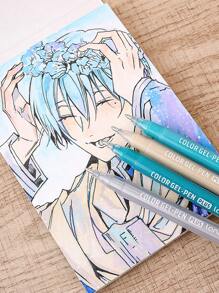 6支装书法1.0毫米彩色凝胶笔套装粗头圆珠笔用于书写绘画马克笔学校返校