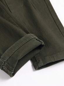 Men's Slim Fit Pocket Casual Denim Jeans, Emo Style - Army Green - View 4