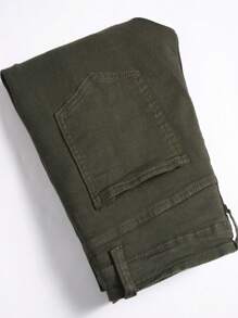 Men's Slim Fit Pocket Casual Denim Jeans, Emo Style - Army Green - View 5