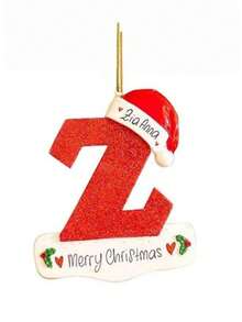 1 pieza Adorno de Navidad de acrílico en forma de letra, Decoración navideña para el árbol de Navidad "Feliz Navidad", Adornos de letra manuscrita del alfabeto de 26 letras para decorar el árbol de Navidad, Regalos de Navidad Feliz Año Nuevo 2025, Navidad - Rojo y blanco - Ver 33