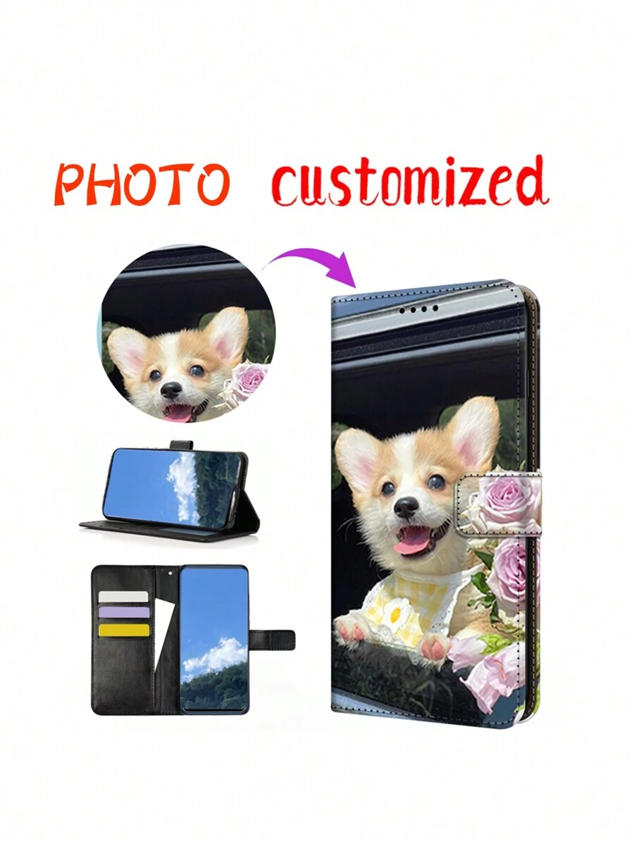 Customized Photo Wallet Phone Case With Card Holder, Creative Gift For Family, Couples, Birthday,International Version, Not The Domestic Version - Multicolor - View 1