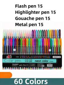 Set Of Glitter Gel Pens, Available In 12/18/24/36/48/60 Colors, Essential For Back To School Season - Multicolor - View 16
