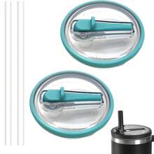 40 盎司可更换玻璃杯翻盖吸管盖，吸管盖更换件，可重复使用的玻璃杯盖，防溢防溅玻璃杯盖