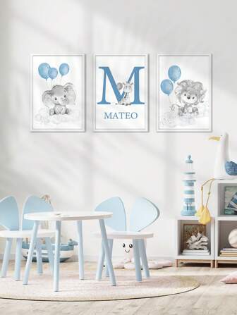 3 piezas de arte de pared personalizado con impresiones personalizadas de elefante, león, jirafa y animales, pósteres de pared nórdicos, decoración de habitación de bebé niño, sin marco/con marco de madera, regalos únicos ideales para él, ella, aniversarios, Día de San Valentín, Día de la Madre, cumpleaños, Día del Niño, Día del Padre, para el hogar, comedor, sala de estar, dormitorio, oficina, sala de té, Día de San Valentín, decoración del Día de San Valentín, vida lenta de verano, arte de pared personalizado, otoño elegante