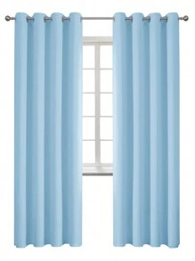Estelar Textiler 素色單片遮光窗簾淡藍色極簡窗簾適用於客廳、臥室 - 淺藍色 - 查看 20
