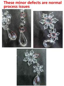 10 piezas/paquete Juego de decoración navideña de acrílico en forma de carámbano y copo de nieve - transparente - Ver 10