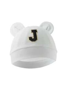 1pc Baby 26 Letter Tire Cap, Soft Cotton Warm, Suitable For Boys And Girls Newborn Daily Life Use. - White - View 19