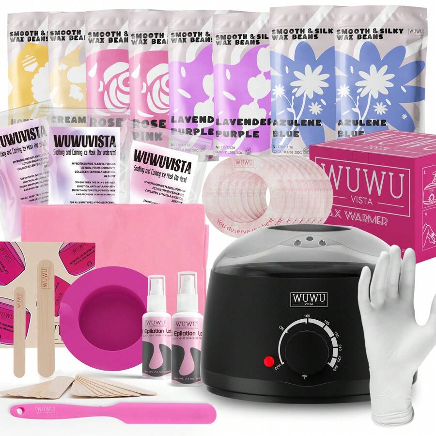 Waxing Kit 69 Items, Halloween/Christmas Holiday Gift WUWUVISTA Hair Removal Hard Wax Kit With Wax Warmer,Waxing Beads For Women Men For Face/Brazilian/Full Body/Bikini/Sensitive Skin