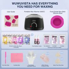 Waxing Kit 69 Items, Halloween/Christmas Holiday Gift WUWUVISTA Hair Removal Hard Wax Kit With Wax Warmer,Waxing Beads For Women Men For Face/Brazilian/Full Body/Bikini/Sensitive Skin - Black - View 3