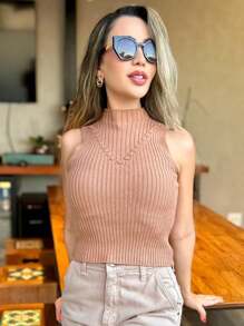 SUMMER KNITTED MODAL TANK TOP NEW COLLECTION - 米色 - 查看 3