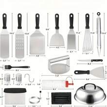 33-Piece Ultimate Griddle Accessories Kit - Premium Flat Top Grill Tools Set With Spatulas, Scraper, Tongs, Bottles, Egg Rings, And More - Perfect For Blackstone & Camp Chef Outdoor BBQ Grill Enthusiasts And Beginners - 黑色 - 查看 2