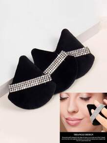 24pcs/15pcs/8pcs/3pcs Flocked Triangle Makeup Sponges, Soft & Fluffy Texture, Suitable For Face & Body Powder Puff, Mixed Set Makeup Beauty Tools,Giveaways,Travel,Cheap Stuff,Travel Essential - Black - View 5