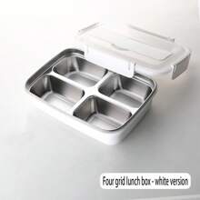 1 件 3 隔层不锈钢午餐盒，大容量，防漏，便携式食品容器圣诞礼物，学校用品 - 黑色 - 查看 11