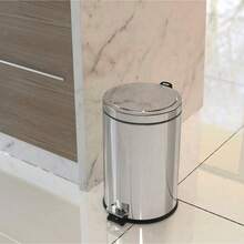 Brasil Stainless Steel Pedal-Mounted Trash Can 12 Liters 94538/112 - 灰色 - 查看 6
