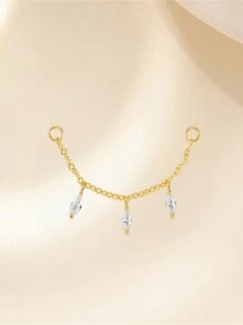 1Pc Asymmetrische Zirkonia Hanger 925 Sterling Zilveren Mini Oorbel Voor Vrouwen Zoete Stijl Geperforeerde Ketting Met Stud Oorbel Geschikt Voor Bruiloft Bruidssieraden
