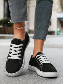 Herren einfarbige Segeltuch Flache Schuhe, Runde Zehenkappe Schnürschuhe, atmungsaktiv rutschfest, klassische Herren Segeltuch Schuhe, einfarbige Schnür-Low-Top Freizeitschuhe, bequeme Schuhe für Herren, Sneaker, Outdoor-Schuhe, Studentenschuhe, Schwarz und Weiß, Weiß