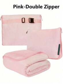 1PC Travel Blanket And Pillow Premium Soft 2 In 1 Airplane Blanket With Soft Bag Pillowcase, Travel Cushion Hand Luggage Sleeve And Backpack Clip Easter Gift,Travel Pillow Travel Accessories Suitable For Travel Pillows In Places Such As Cars, Airplanes, Airports, Camping, Etc