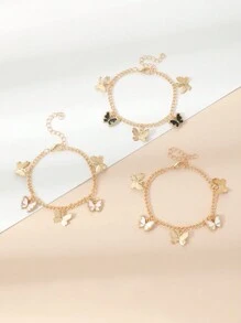 3 Peças/Conjunto Pulseira Borboleta com Gota de Óleo para Crianças & Adolescentes, Combinação Adequada para Decoração Diária de Crianças - Multicolorido - Visão 11