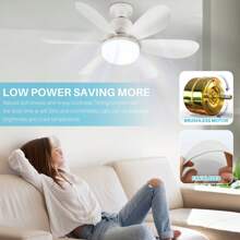 Ceiling Fans With Lights And Remote Control 20 Inch Low Profile Socket Fan Light With 6 Reversible Blades 3 Speeds Ceiling Fan For Bedroom Living Room Dining Room